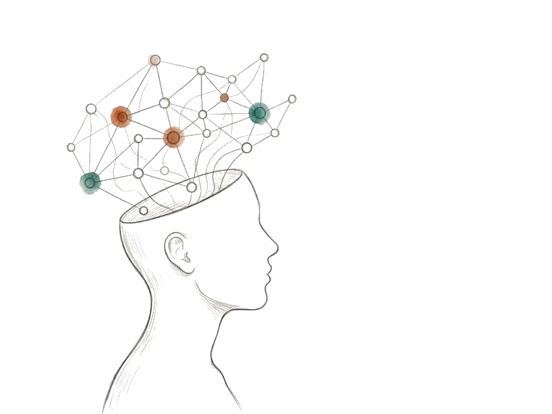 Illustration : silhouette avec réseau neuronal symbolisant la compréhension de soi