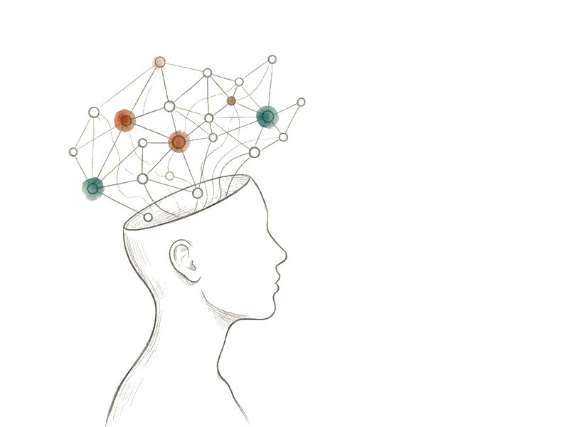 Illustration : silhouette avec réseau neuronal symbolisant la compréhension de soi