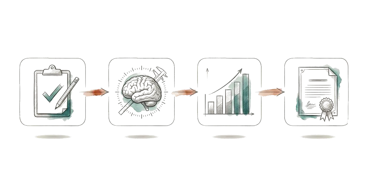 Schéma du processus méthodologique : questionnaire, analyse, scoring, résultats